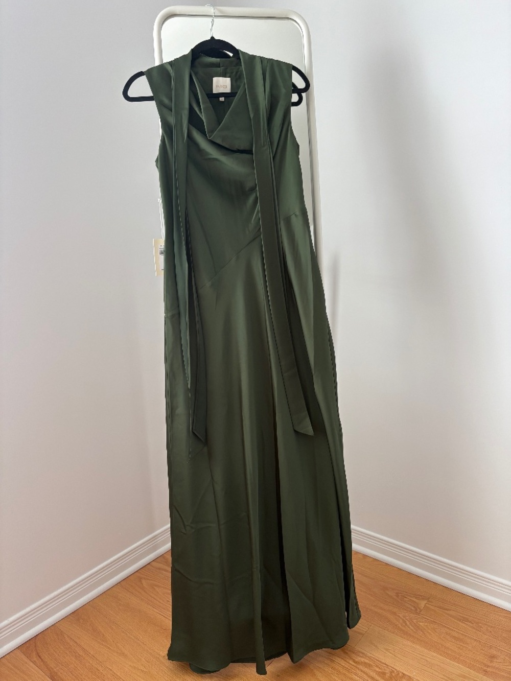 Women’s Sleeveless Cowl Neck Scarf-Tie Maxi Dress